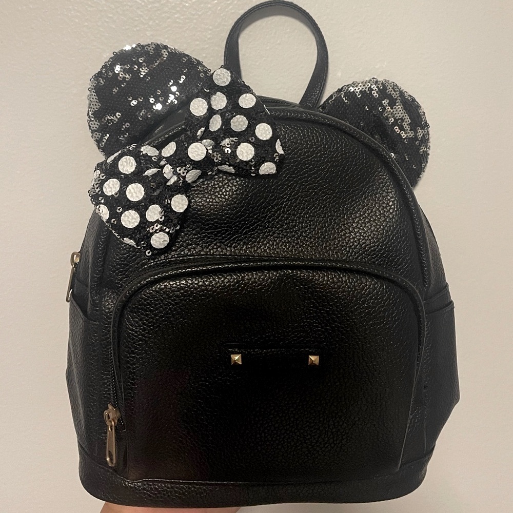 Disney Minnie Mouse Black and White Sequin Kids Backpack